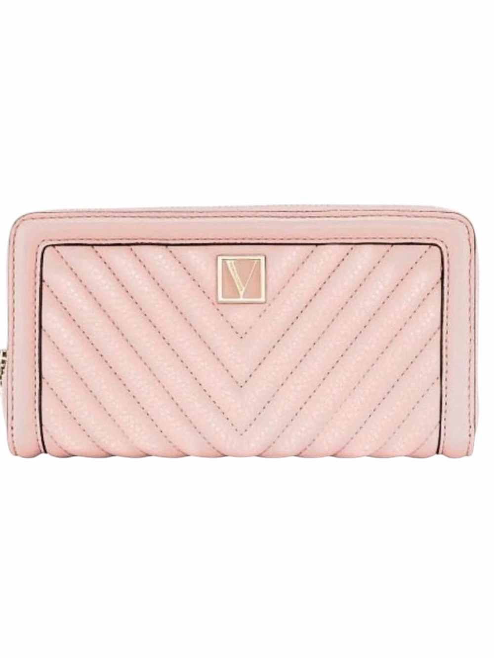 Victoria's Secret V-Quilted The Victoria Zip Around Leather Wallet NWT